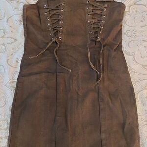 Fashion Nova Brown Strapless Casual Dress